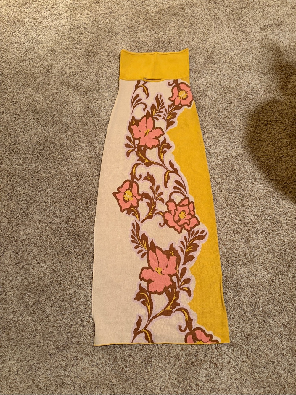 Yellow & Pink Misa Los Angles Floral Midi Skirt